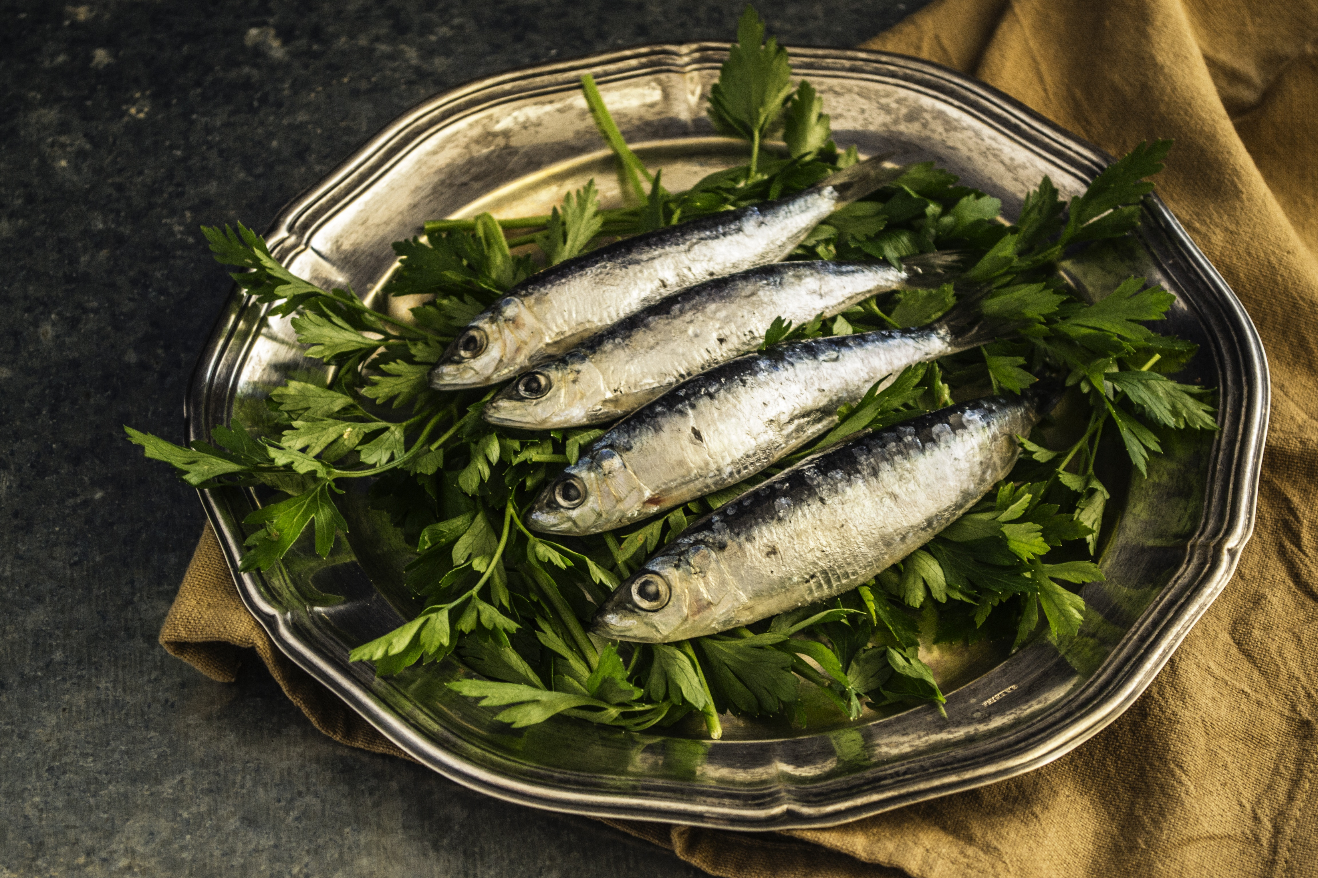 Canva - Fresh Sardines on Green Herbs