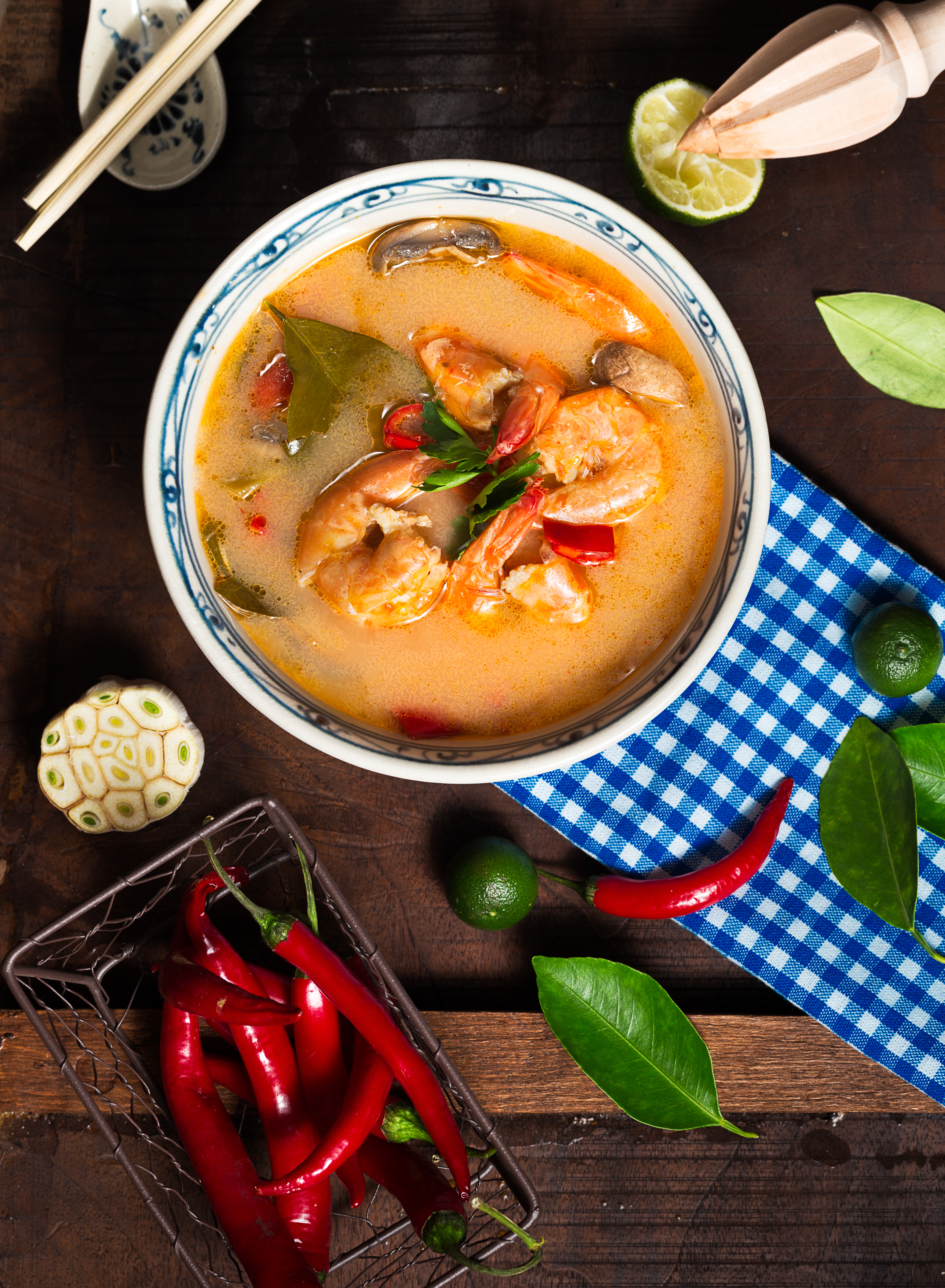 Canva - Shrimp Soup in White Ceramic Bowl With Chili on Brown Wooden Surface